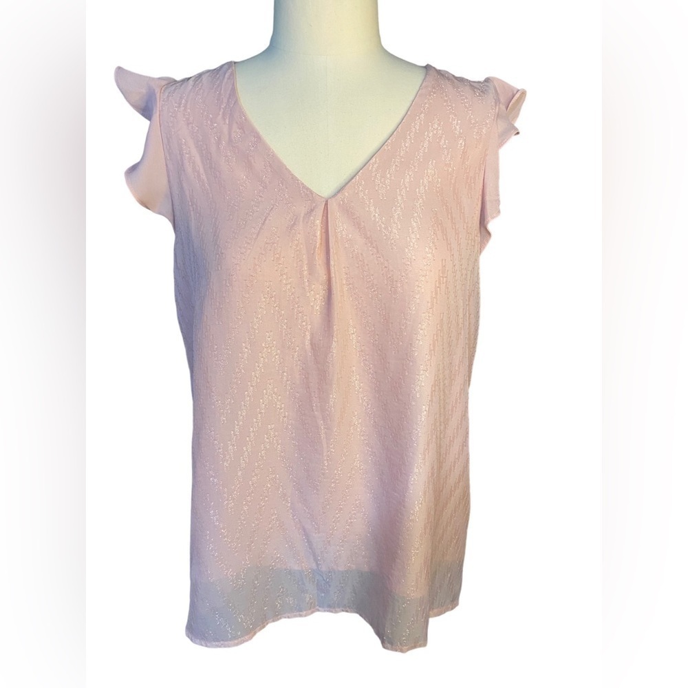 Andree by Unit Capped Sleeve Pink Tank Blouse